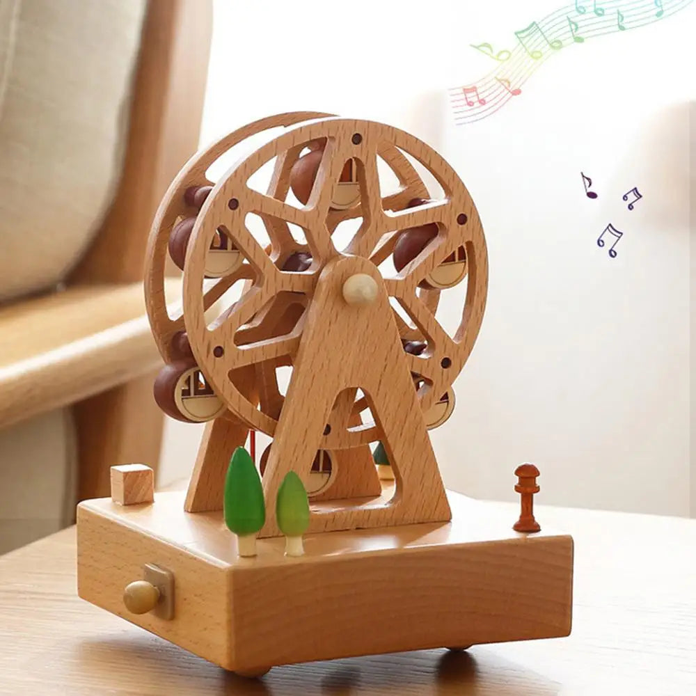 Wooden Music Box Wood Crafts Retro Birthday Gift
