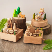 Wooden Music Box Wood Crafts Retro Birthday Gift