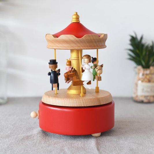 Personalized Engraved Wooden Music Box, Carousel music box, Customized Music Box, Holiday gift, Unique Gift, Special Keepsake