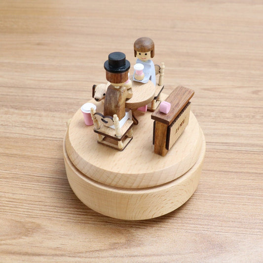Personalized Wooden Music Box, Afternoon Latte Music Box, RotatingMusic Box ,Gifts for girlfriends,Valentine day gift,Home Decoration