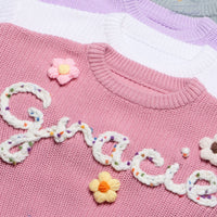 Custom Name Baby Sweater,Personalized Hand Embroidered Baby Sweater,Cute Baby Girls Sweater With Name,Baby Shower Gift,Christmas Gift Baby Hand Embroidered woodyhousetoys